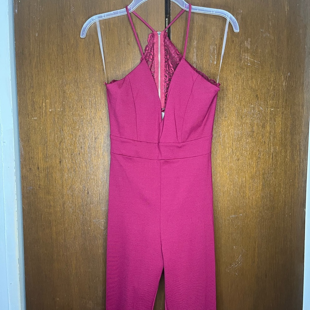 Burgundy cut out jumpsuit